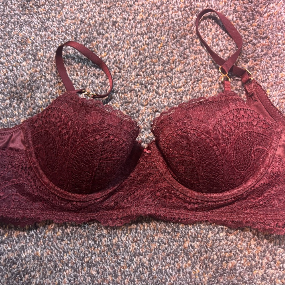 Aerie Lace Underwire Bra - Deep Burgundy